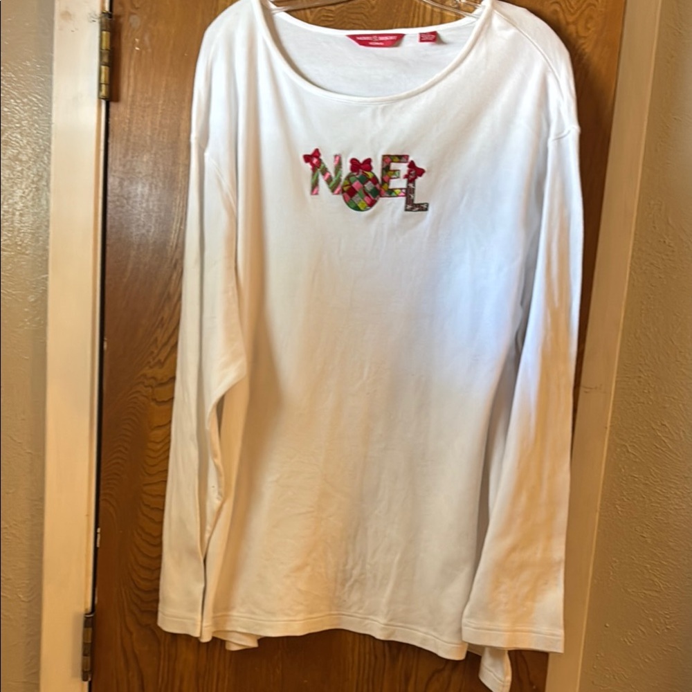 White PLUS SIZE Long Sleeve Noel Tee